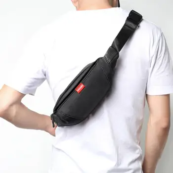 

Waist Bag Men Waist Pack Leather Chest Bags Fanny Pack Phone Bag Pouch Bolosa Men Zipper Chest Phone Pack Sport Crossbody Bags