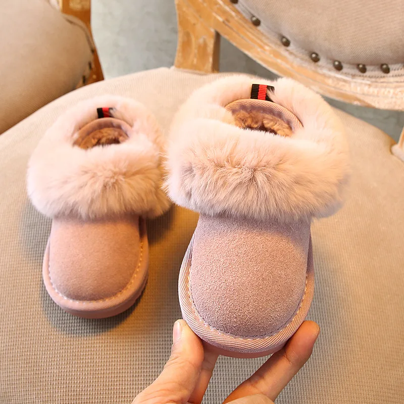 Winter New Kids Fur Snow Boots Baby Girls Ankle Boots Children Pink Brand Shoes Boys Casual Warm Boots Toddler Fashion Shoes