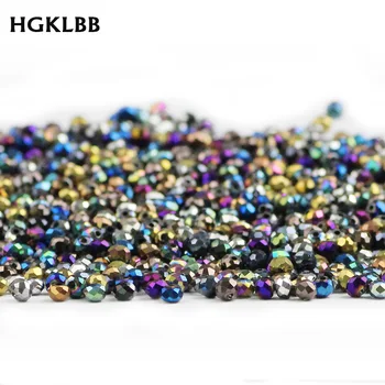 

HGKLBB Austrian Rondelle crystals beads 3mm 200pcs Plating faceted Round ball spacer loose beads Jewelry for Making Bracelet DIY