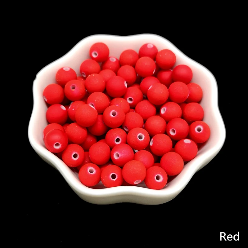 50 шт. 8 мм резиновые бусины Шарм Неоновые Круглые свободные бусины распорка акриловые бусины для самостоятельного изготовления ювелирных изделий - Цвет: Red