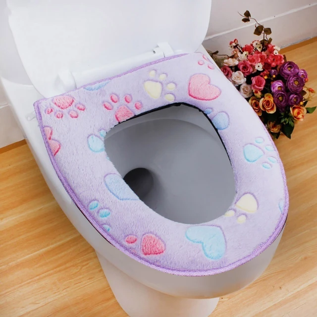 Housse de siège de toilette universelle en acrylique, tapis d'hiver épais  lavable, couverture de couvercle