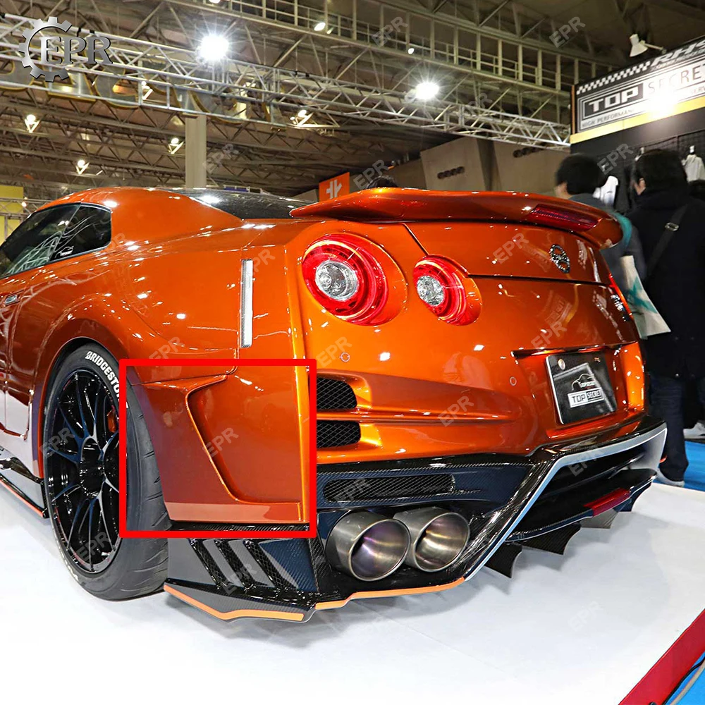 

For Niaasn R35 GTR 2008-2017 TS17 Style Carbon Fiber/Glass Fiber Rear Fender Bumper Add On Trim