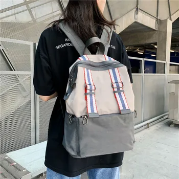 

Waterproof Nylon Male Student Bag Large Capacity Laptop Backpack British Style Wild Simple Shoulder Bag for Teenage Girls