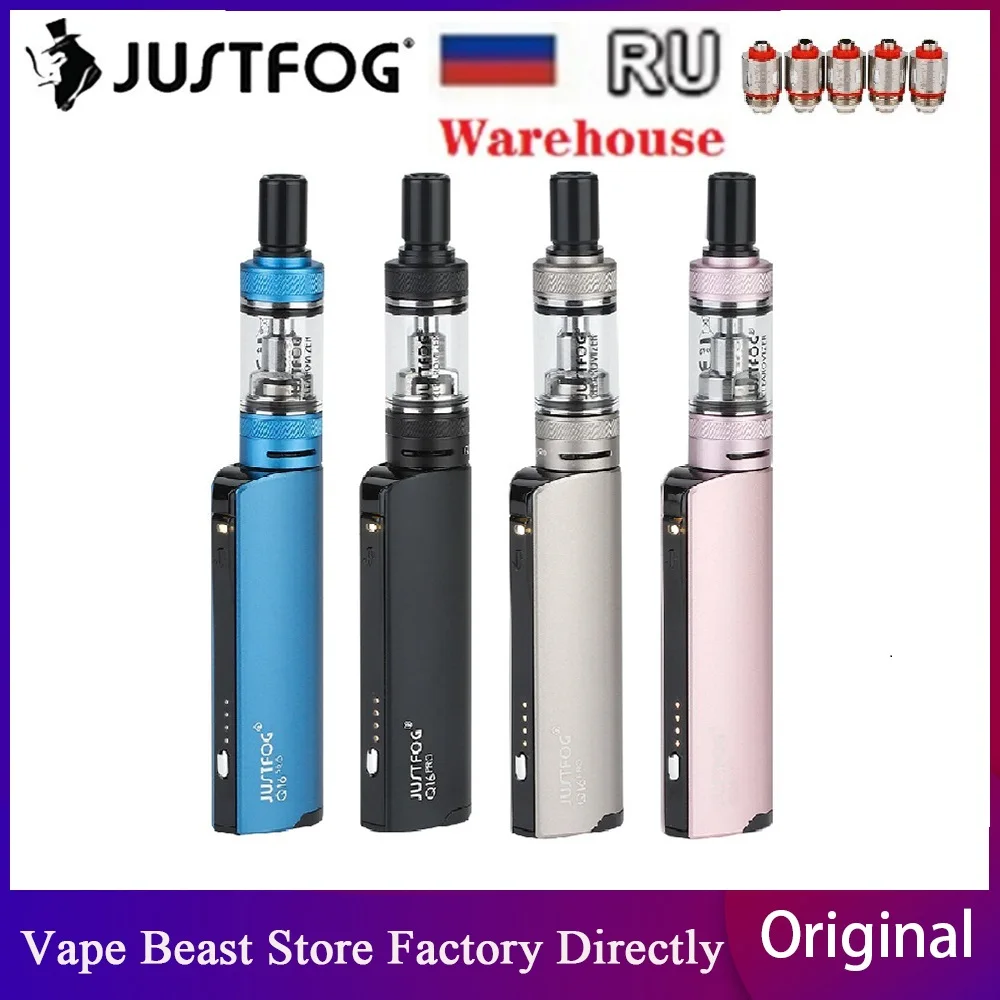 Online Nuevo JustFog Q16 Pro Kit con batería de 900mAh y tanque de 1,9 ml y 1.6ohm bobina y 4 de voltaje Variable de E cig Vape Kit del Minifit Q16