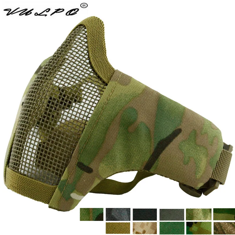 VULPO Airsoft Paintball PDW Metal Mesh Half Face Folding Mask Hunting Tactical Protective CS Halloween Party | Спорт и развлечения