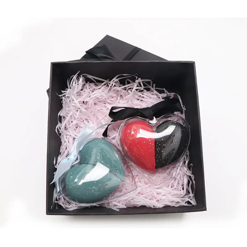 05 Red and Green MIXDAIR 2 шт./компл. губка для макияжа нелатексная поверхность пуха косметический крем-пудра тональная пудра сердце ШАП губка с подарочной коробкой красота - Цвет: 05 Red and Green