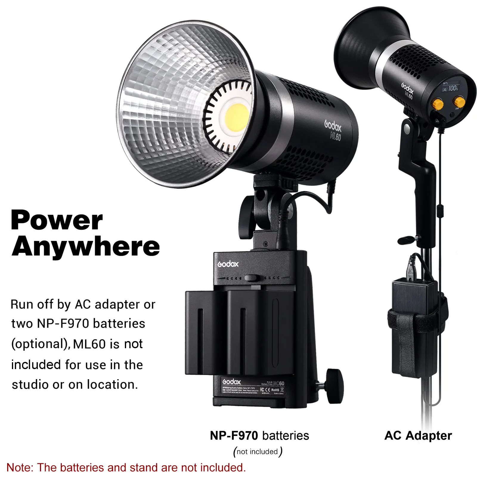 Godox ML60ライト Amazon.com : Godox ML60 60W LED Light Silent Mode Portable