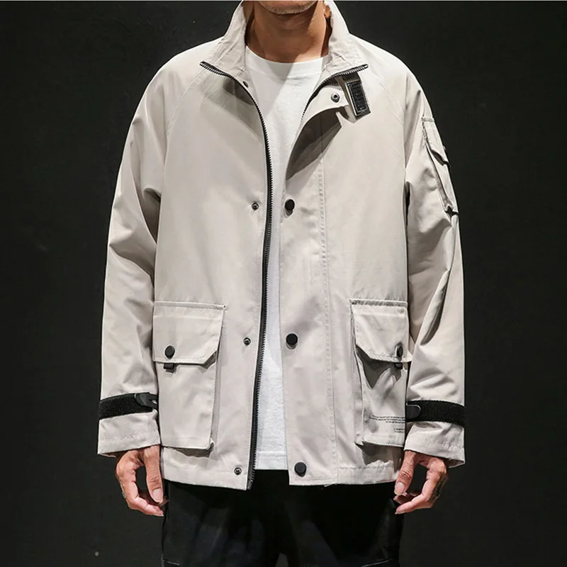 

2019 Autumn New Casual Jacket Men Multi-pocket Men Solid Hip Hop Jackets and Coats Man Tactical Outerwear Size M-5XL