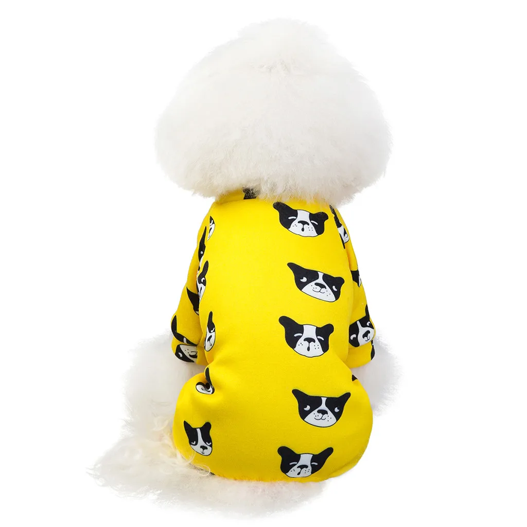 Милые пижамы для маленьких собак с принтом для домашних любимцев собак кошек, одежда комбинезон для щенка на осень и зиму, сохраняющее тепло пальто для собак