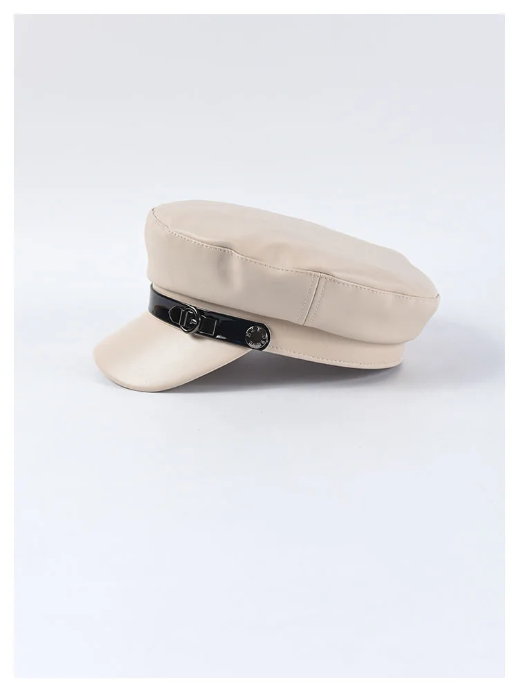 Фибоначчи новые винтажные персонализированные Яркие Кожаные военные кепки ПУ с буквенным принтом Модные мужские и женские плоские армейские шляпы