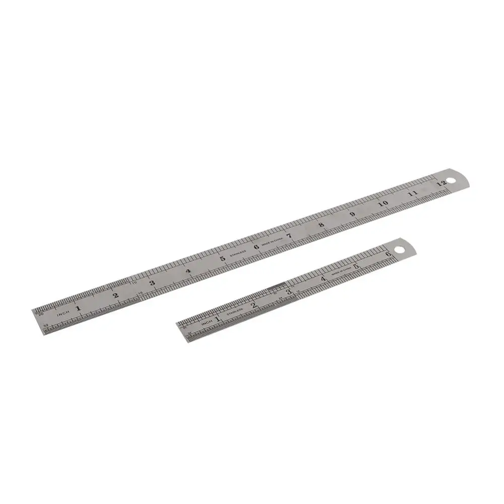 Stainless Steel Ruler Double Side Stainless Steel Straight Ruler Metric Rule Precision Measuring Tool 15cm/6 inch 30cm/12 inch School Office Supplies