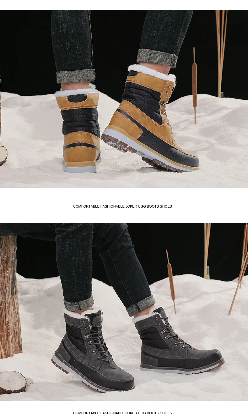 Men Boots Sneakers Snow Boots for Men Thick Plush Winter Shoes Men Waterproof Winter Work Boots Warm Shoes Plus Size 39-46