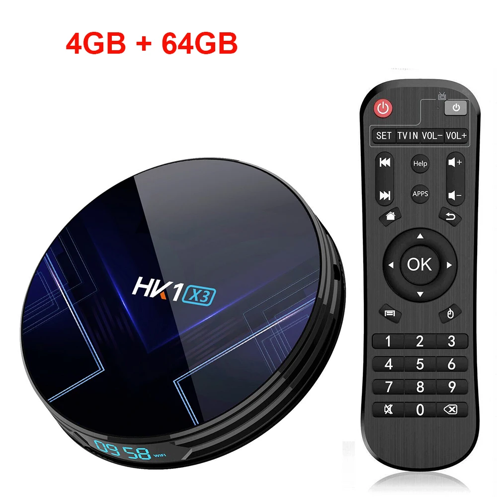 Горячая Распродажа HK1 X3 Smart tv Box Android 9,0 4GB ram 128GB Amlogic S905X3 2,4G 5G Wifi BT 4,0 1000M Youtube HDMI 8K телеприставка - Цвет: 4GB 64GB