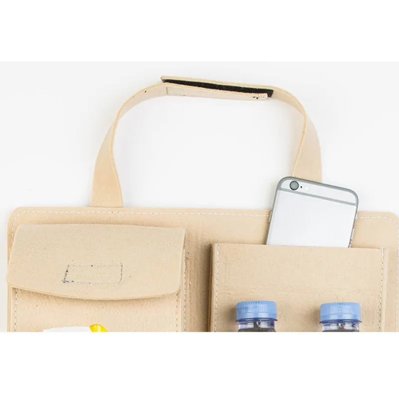 Car Seat Storage Bag Hanging Bags Multifunction Tissue Bag Felt Hanging Holder Travel Bag Accessories Organizer