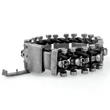 Череп тканый кожаный канат ретро из титановой стали tide мужской локомотив ветровой браслет в стиле "панк" tide Мужской индивидуальность цепи