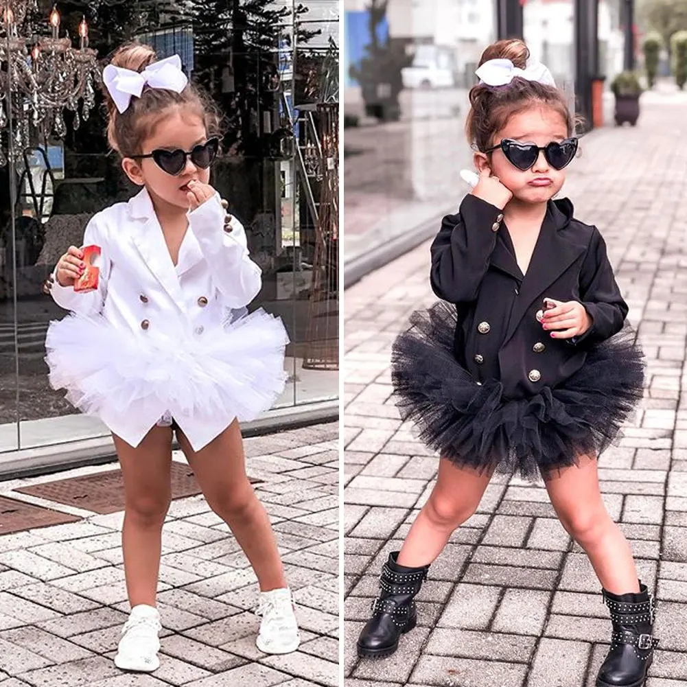 Детский белый деловой костюм для маленьких девочек кружевное платье-пачка верхняя одежда От 3 до 8 лет с отложным воротником