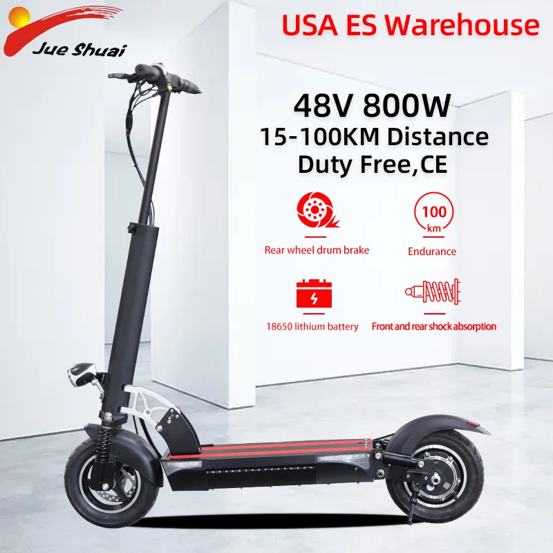 

JS 48V 800W Electric Scooter Over than 100KM Foldable Electric Skateboard with Seat 10inch Road Tire CE Fast Charging E Scooter
