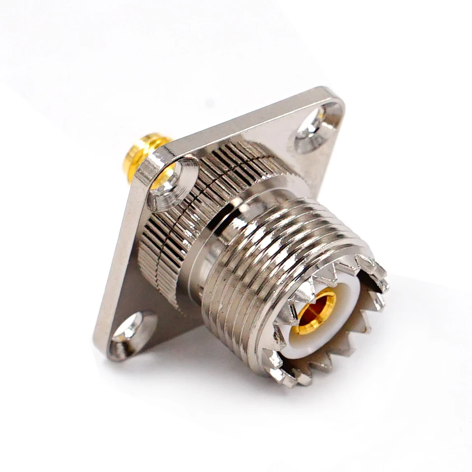 4 Hole Panel Mount UHF SO239 Female To UHF Male Quick Push-on RF Adapter