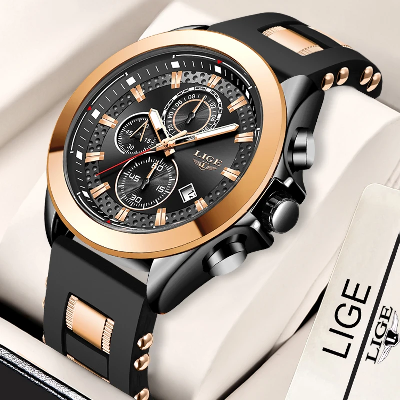 LIGE Sports Mens Watch Top Brand Luxury Waterproof Quartz Wristwatch Military Chronograph Watches for Men Date Clock Watch Man