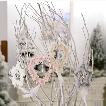 

Creative Christmas Tree Hanging Pendant with Crystal Pink White Heart Star Feather Ornament Christmas Decoration for Home Xmas
