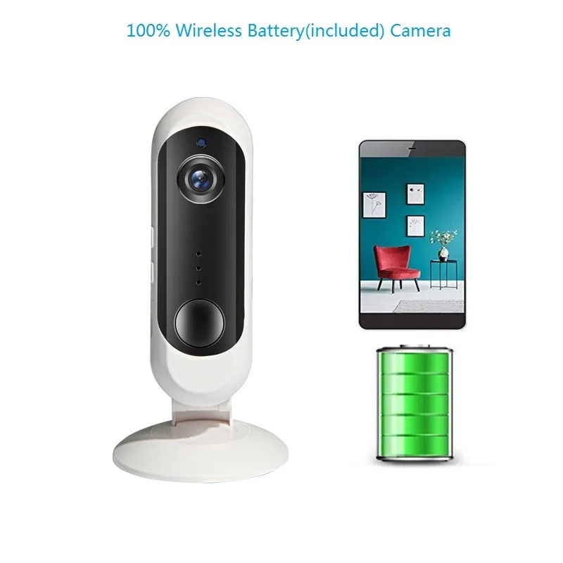 

Wouwon 100% Wire-Free Included Battery Mini IP Camera Indoor Wireless Security WiFi Camera CCTV Alarm Picture iCSee APP Doorbell