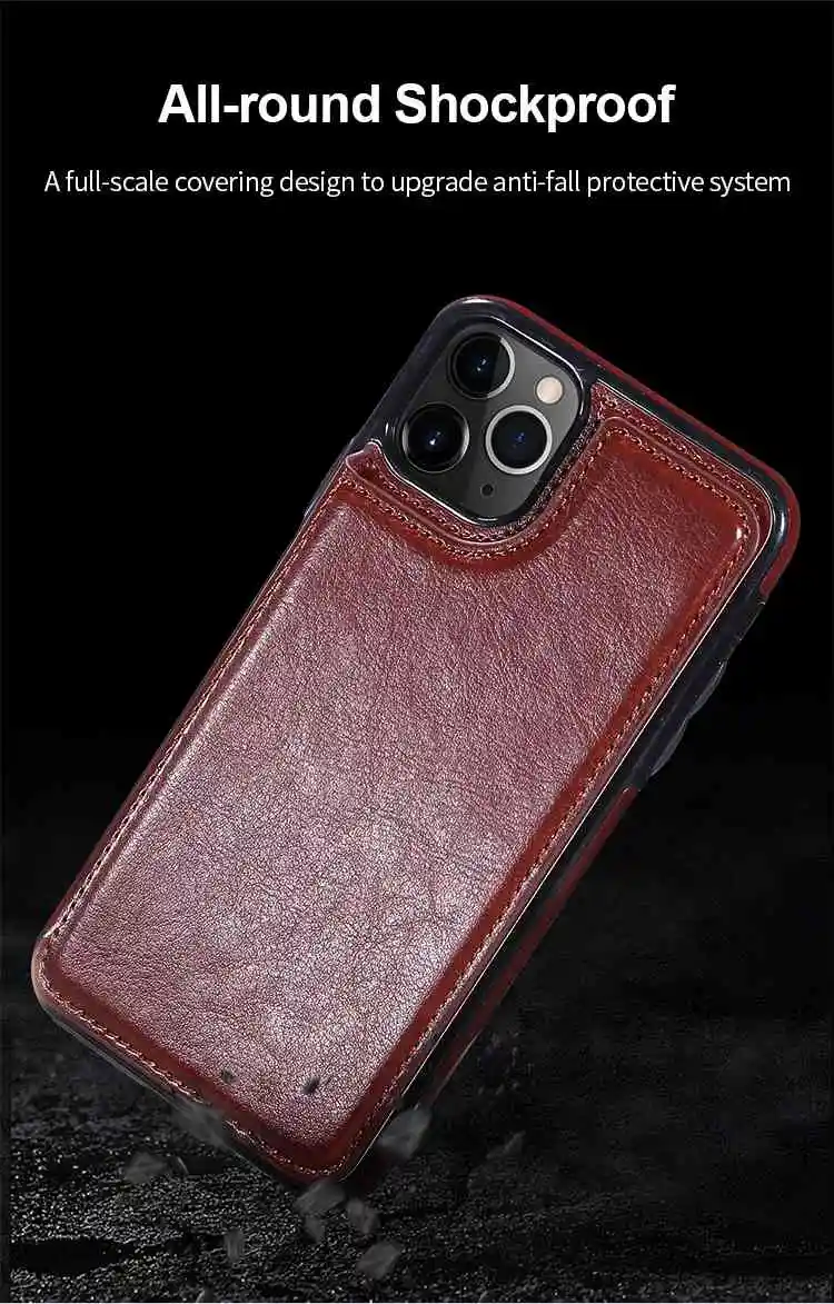 Retro Leather Multi Card Holder Wallet Case For iPhone 12 Mini