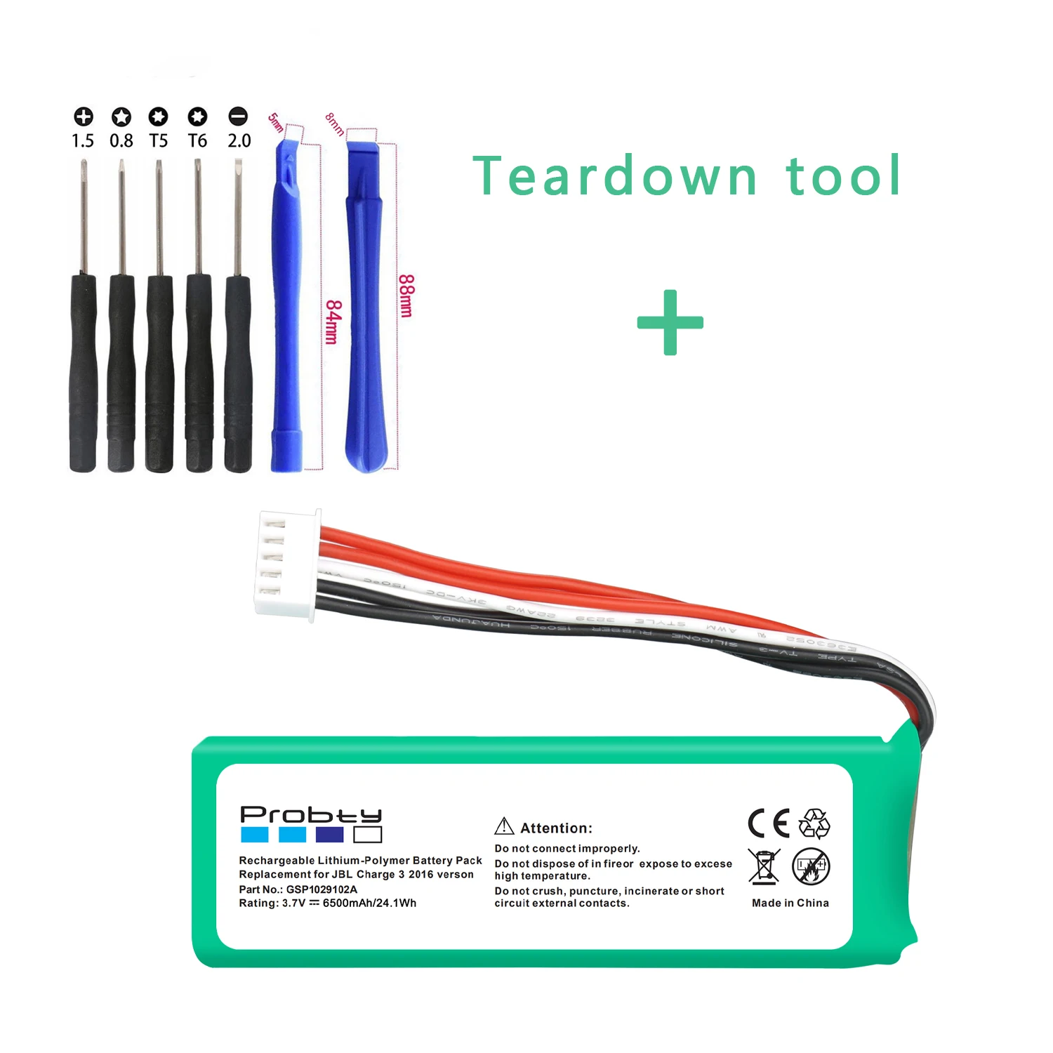 For JBL Charge 3 Charge3 6500mAh Battery GSP1029102A + Teardown tool rechargeable battery