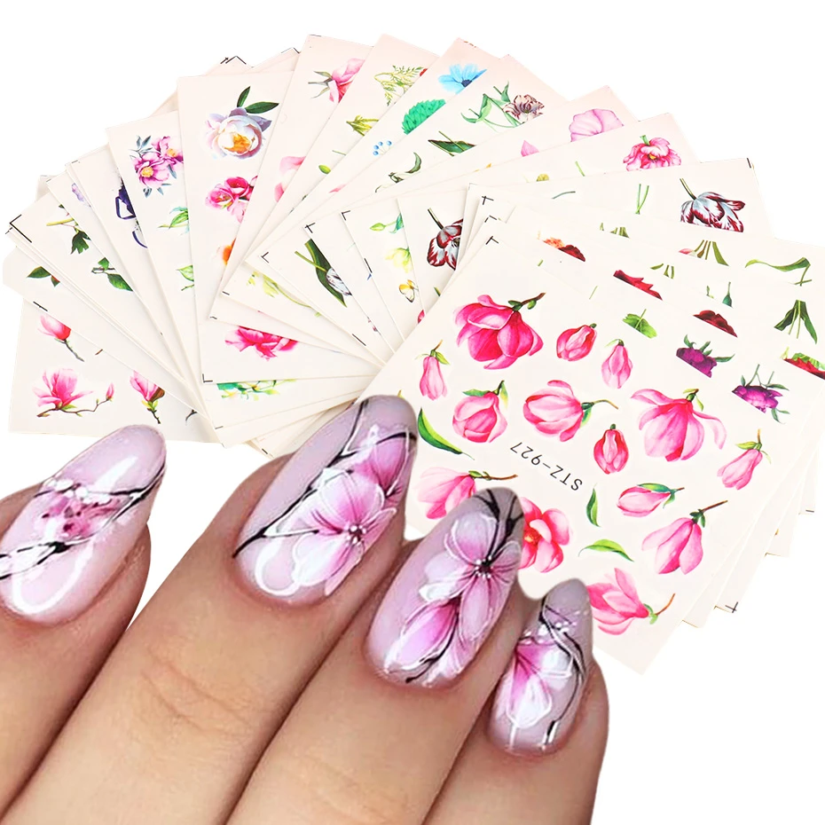24pcs Blossom Flowers Nail Stickers Floral Rose Nail Art Decal Water  Transfer Slider Set Foil Decoration Manicure Trstz922-957-2 - Stickers &  Decals - AliExpress