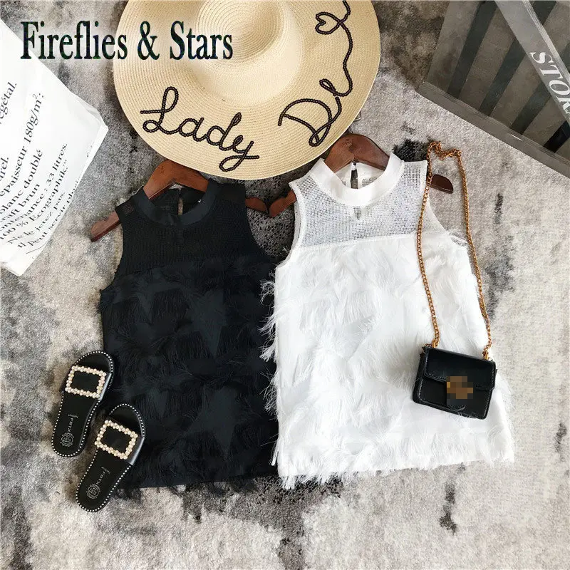 Летнее платье для девочек детское Брендовое модное Сетчатое ажурное без рукавов