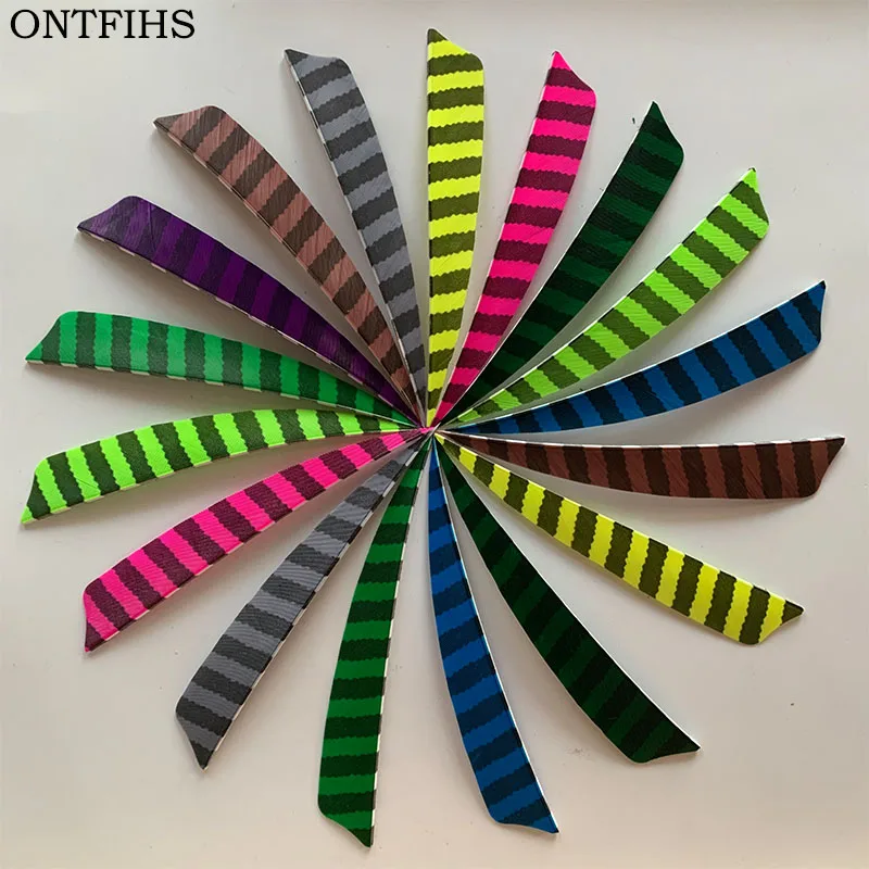 

50pcs/lots 5" Shield Hunting Arrow Feathers Striped Turkey Feather Archery Arrow Accessories Fletching Feathers FT49