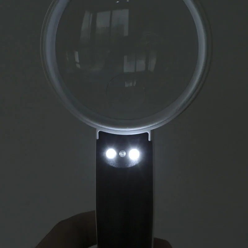 5-12X High-Definition Handheld Magnifying Glass With Two LED Lights and One UV Counterfeit Lamp, Reading Maintenance Magnifier