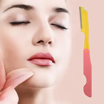 

1pcs Stainless Steel And Plastic Eyebrow Trimmer Set Foldable Shaver Portable Compact Eyebrow Trimmer Makeup Tool