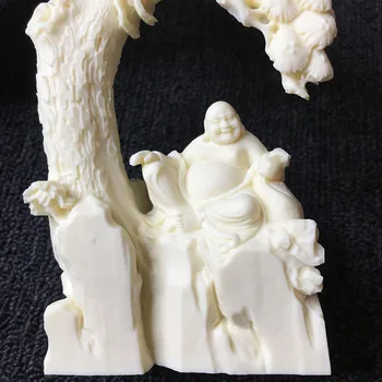 

White Maitreya Buddha statue natural material home decoration accessories living room loft craft gift laughing Buddha statue
