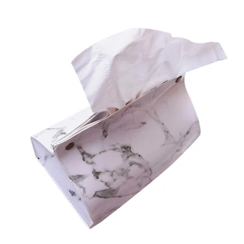 

Leather Marble Pattern Tissue Box PU Pouch Home Car Napkin Paper Container Paper Towel Napkin Case Home Office Decor 05
