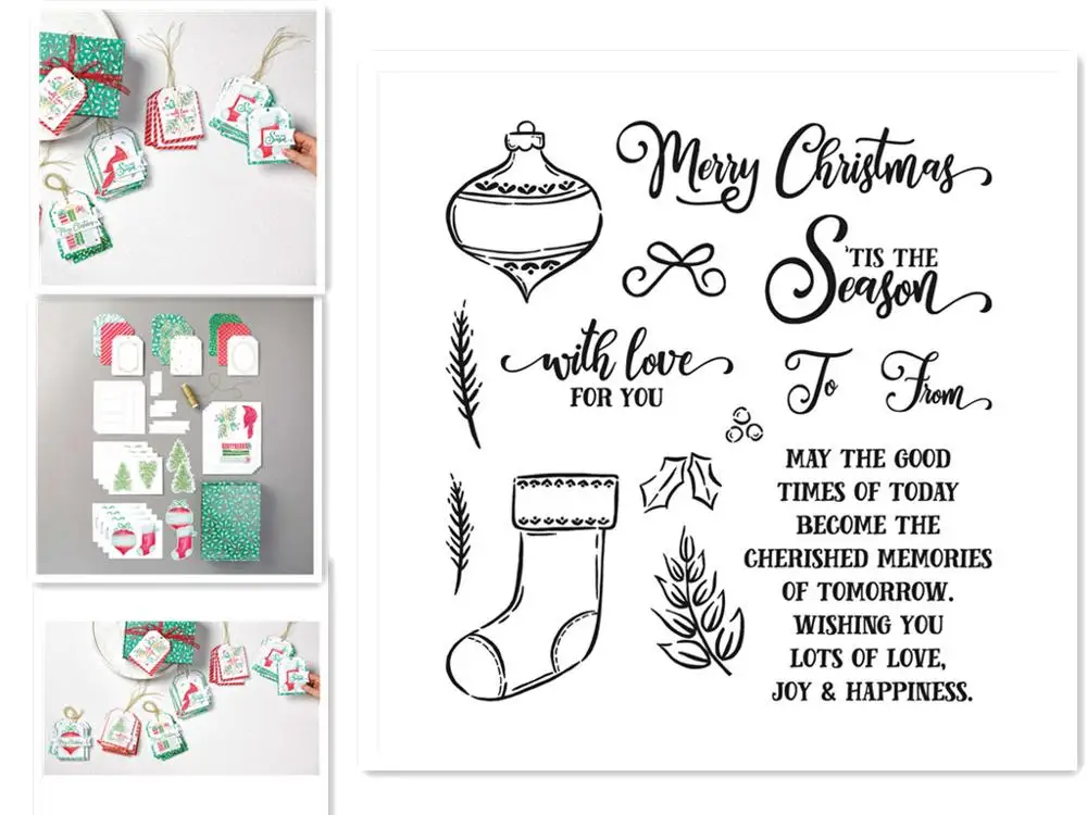 

Christmas TAGS Stamp Set and Cutting Dies for Craft Dies Scrapbooking Album Embossing Die Cutter