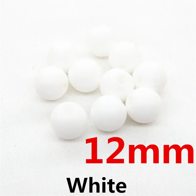 White 12mm Chenkai, 100 шт, 9 мм, 12 мм, 15 мм, силиконовые бусины для прорезывания зубов, сделай сам, Детская соска, пустышка, подвеска, ювелирное изделие, сенсорное Прорезывание Зубов, игрушка из бисера, BPA бесплатно - Цвет: White 12mm