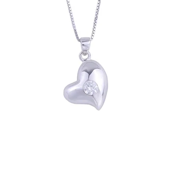 

Round Zircon Gem Heart Necklace For Women 925 Sterling Silver Cute Crystal Heart Pendants Party Fashion Jewelry Gifts