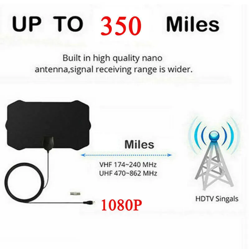 350 миля диапазонная антенна ТВ цифровой HD Skywire Antena цифровой HD tv 1080p Крытый