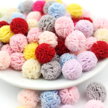 

100Pcs 1.5cm Multicolor elastic mesh Flower Ball Appliques For Children's crafts Headwear Accessories Hair Decoration wholesale