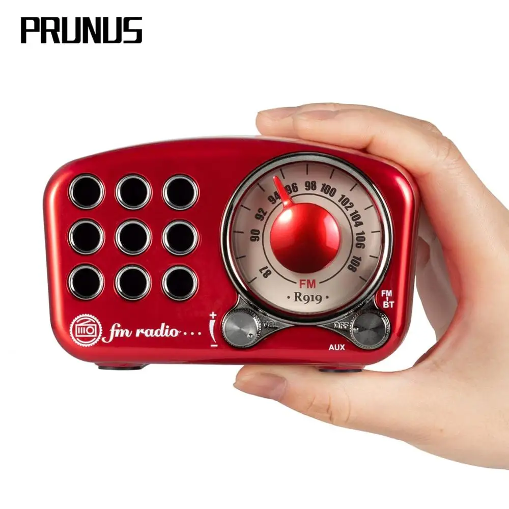 

PRUNUS portable fm radio receiver AUX/TF card Mp3 player bluetooth function USB mini rechargeable radio with speaker