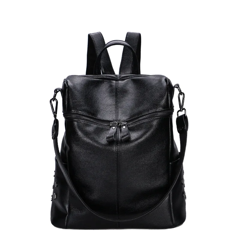 Высококачественный кожаный рюкзак из натуральной кожи, женский рюкзак Mochila Feminina на молнии, однотонный кошелек, рюкзак для книг C1163