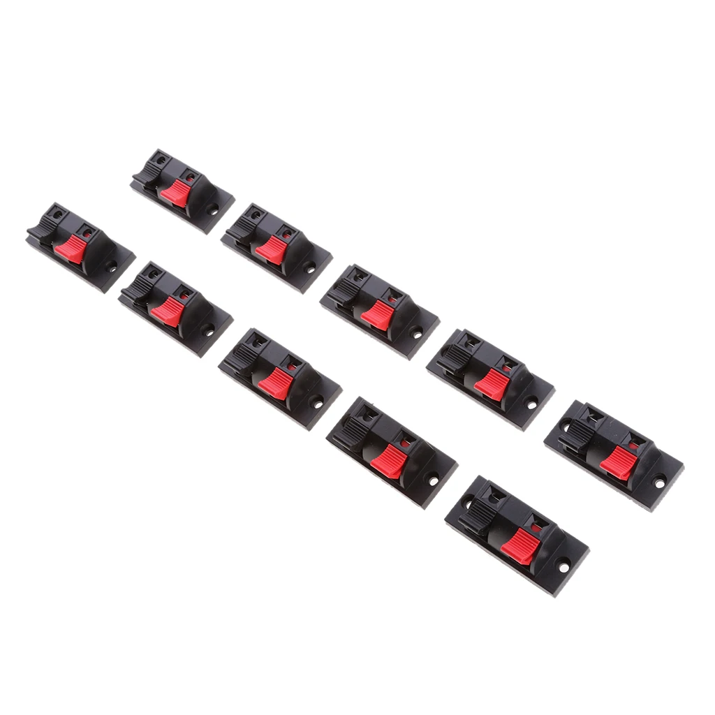 10x 2 Positions Push In Jack Spring Load Audio Speaker Terminals Panel Connector