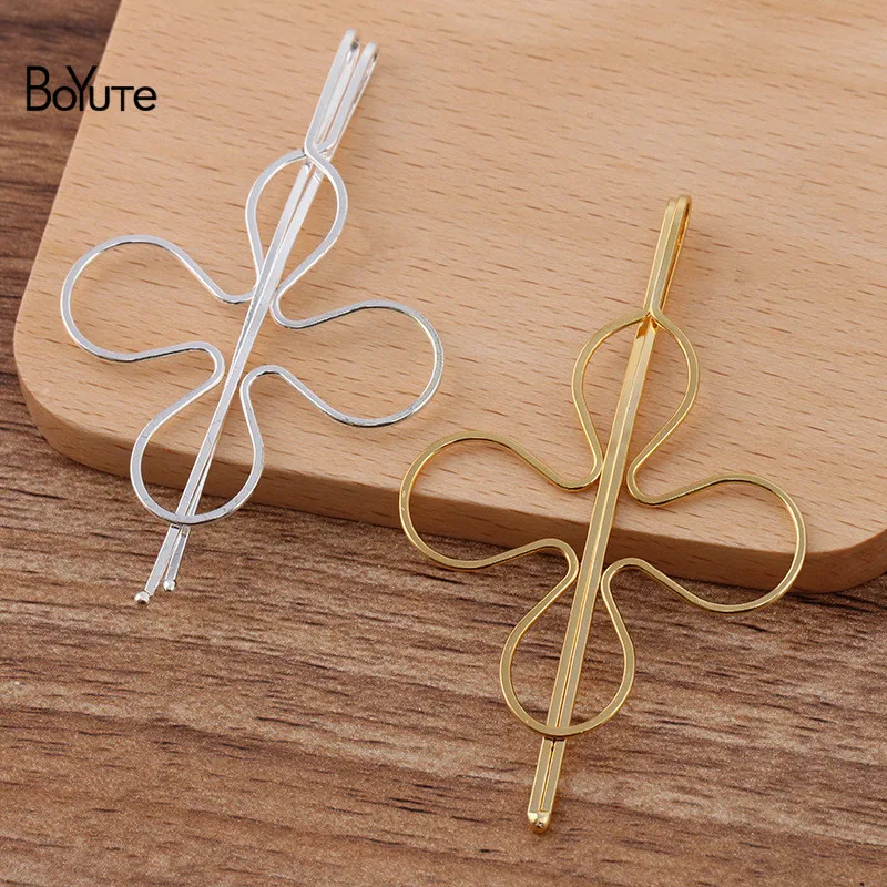 BoYuTe (50 Pieces/Lot) 42*73MM Metal Iron Clover Hairpin Bangs Clip
