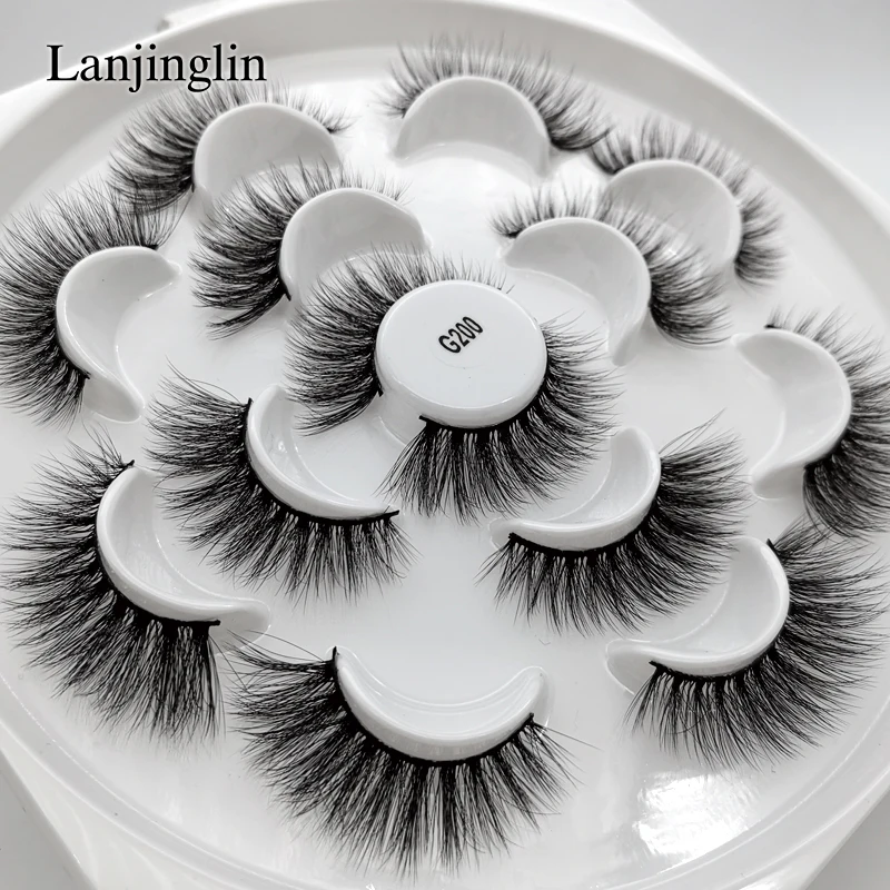 LANJINGLIN 5/7/10 пар в комплекте; искусственный мех 3D норковые ресницы натуральных длинных накладных ресниц объем высокое качество накладные ресницы расширения ресницы «maquiagem»