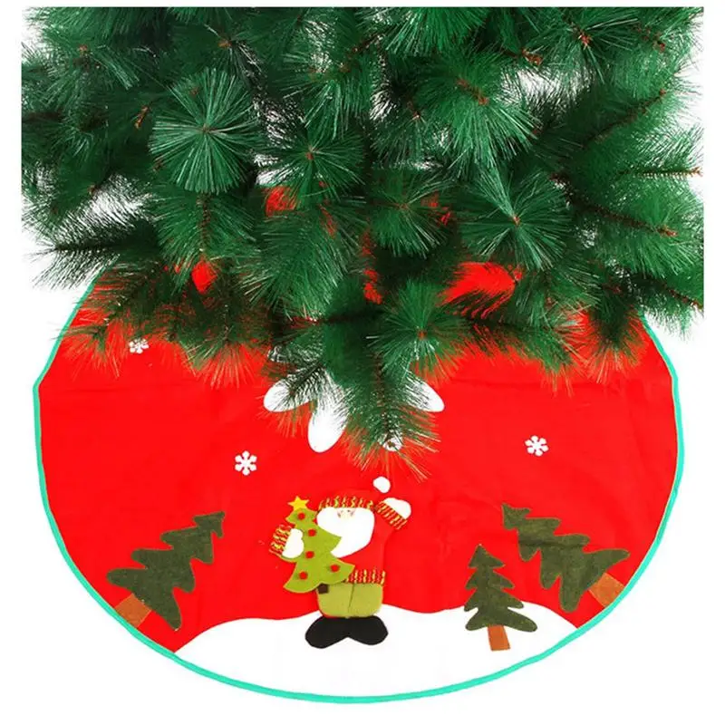90cm Christmas Tree Skirt Three-Dimensional Santa Clause Non-Woven Chic Christmas Tree Decoration Tree Base Decoration For Party
