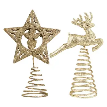 

2pcs Toppers Golden Tree Decoration Tree Toppers for Shopping Mall Xmas Tree Home