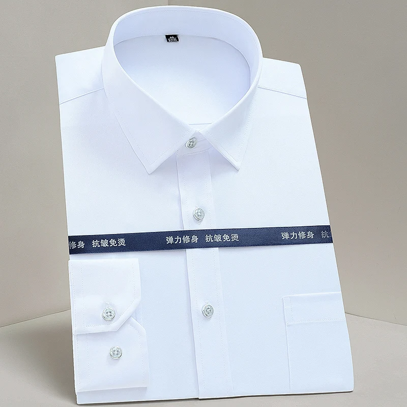 Men's Classic Standard fit Stretch Dress Shirt Single Patch Pocket Thin
