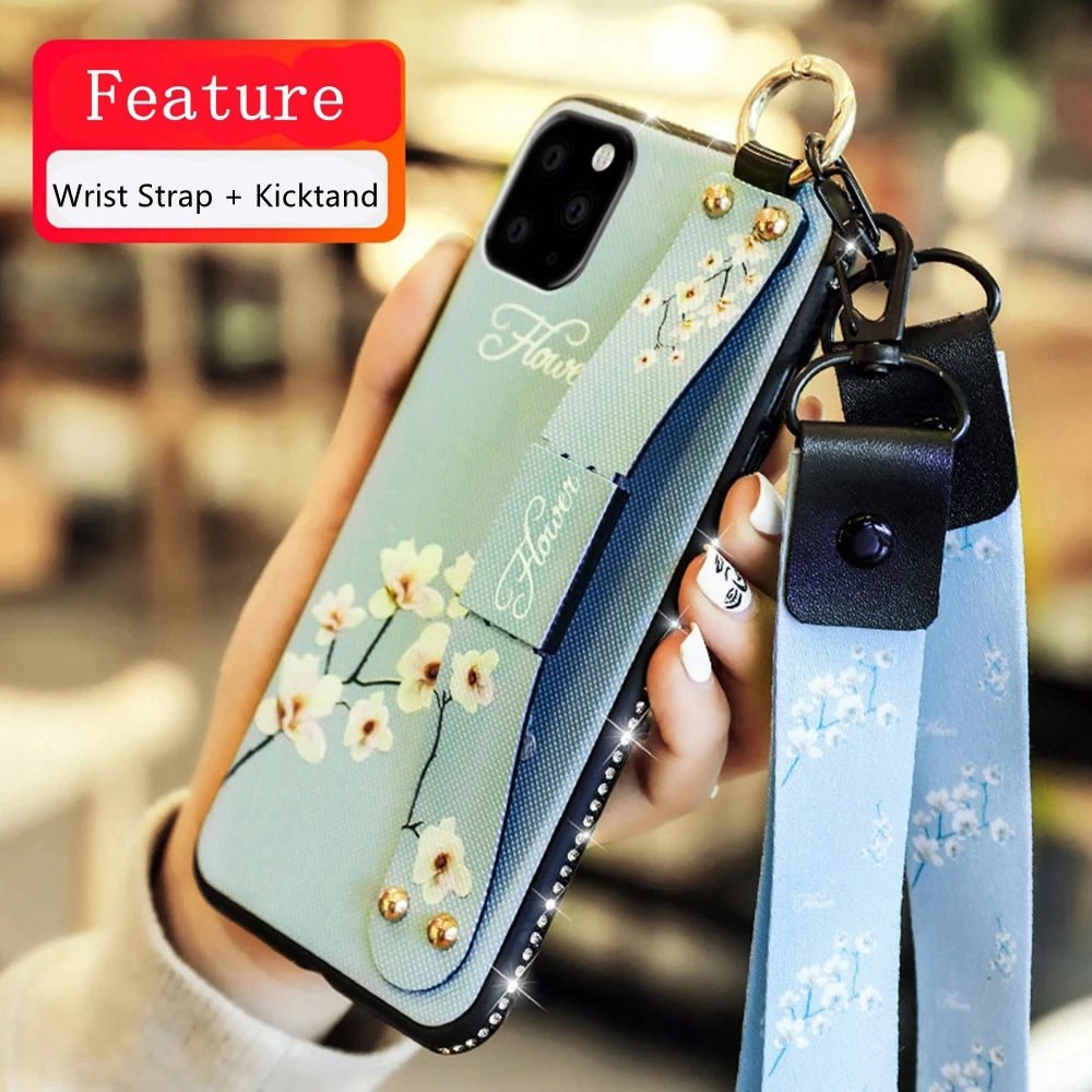 Чехол для телефона с ремешком на запястье iPhone 11 Pro Max XS XR X роскошный чехол
