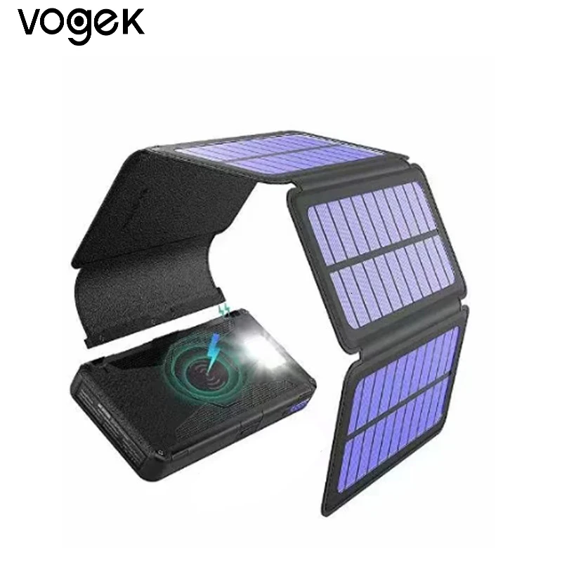 Складной внешний аккумулятор Vogek 16000 мАч беспроводное зарядное устройство Qi на