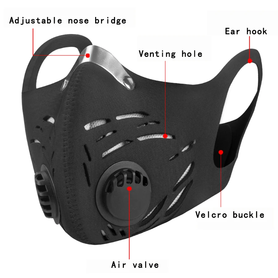 Новинка, противопылевая тренировочная маска, велосипедные маски с фильтром, половина лица, углеродные маски для горного велосипеда, спорта, езды на велосипеде, маска для лица